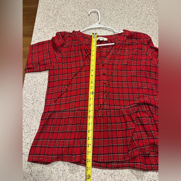 Women’s Red Plaid Peplum Top - Picture 5 of 7